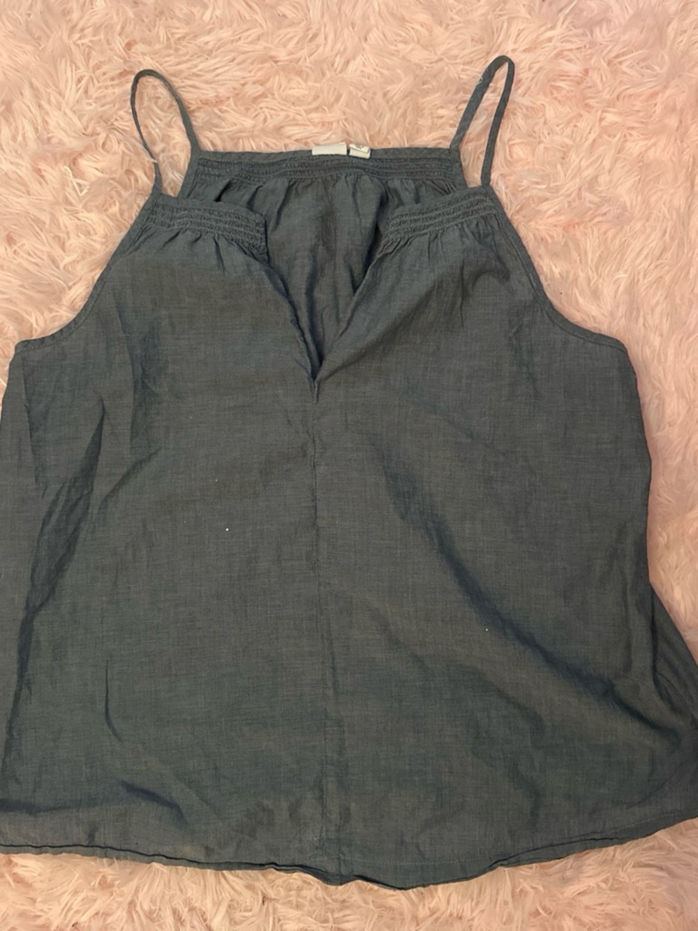 GAP Dark Gray Spaghetti-Strap Linen-Blend Camisole